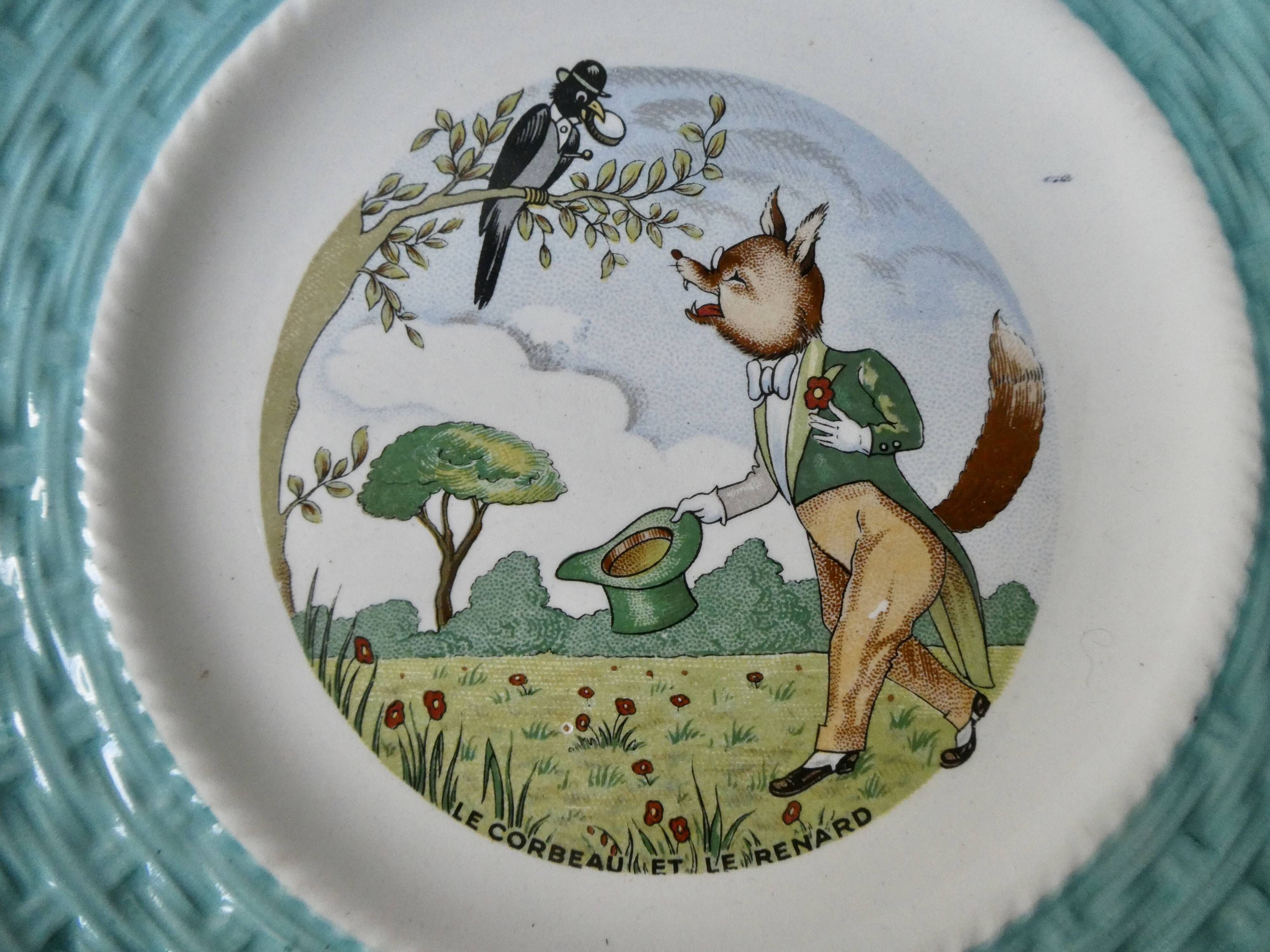 6 dessert plates or starter, the Fables de la Fontaine, vintage