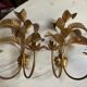 Pair of vintage golden palm leaf sconces