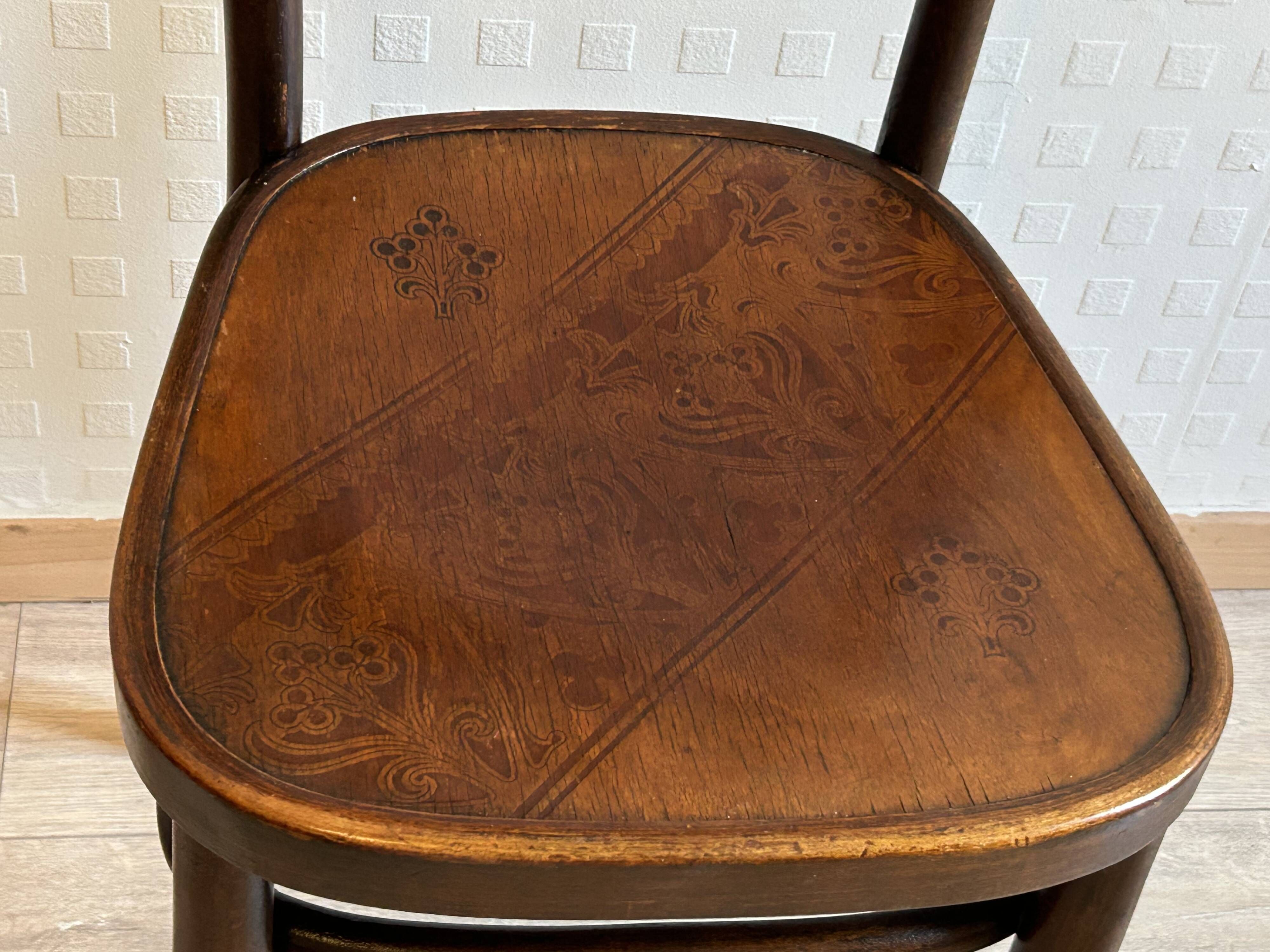 6 antique chairs Jacob & Josef Kohn – Vienna – Decorated bent wood – Style