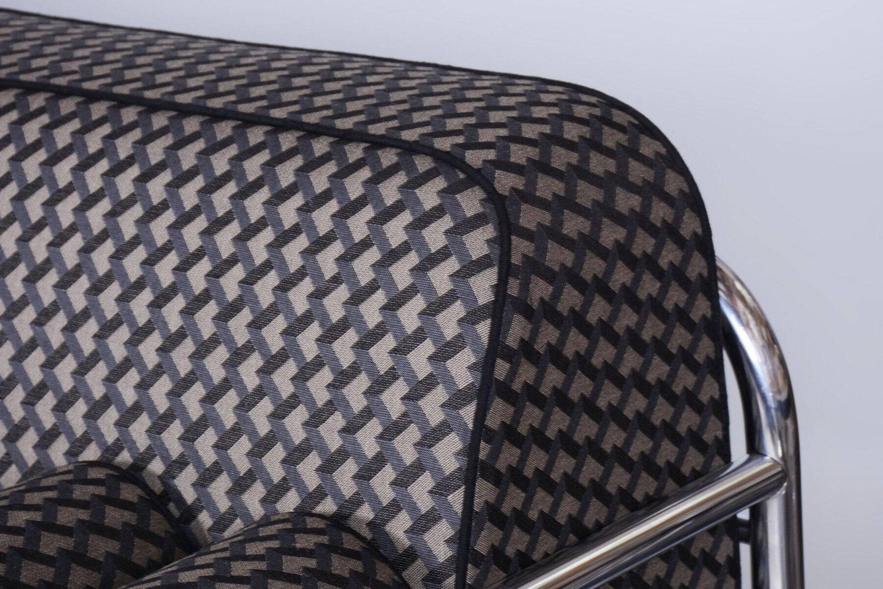 Bauhaus Sofa in Chrome & Upholstery attributed to Mücke-Melder, Czech, 1930s