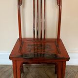 Pair of Chinese chairs, lacquered red, twentieth century