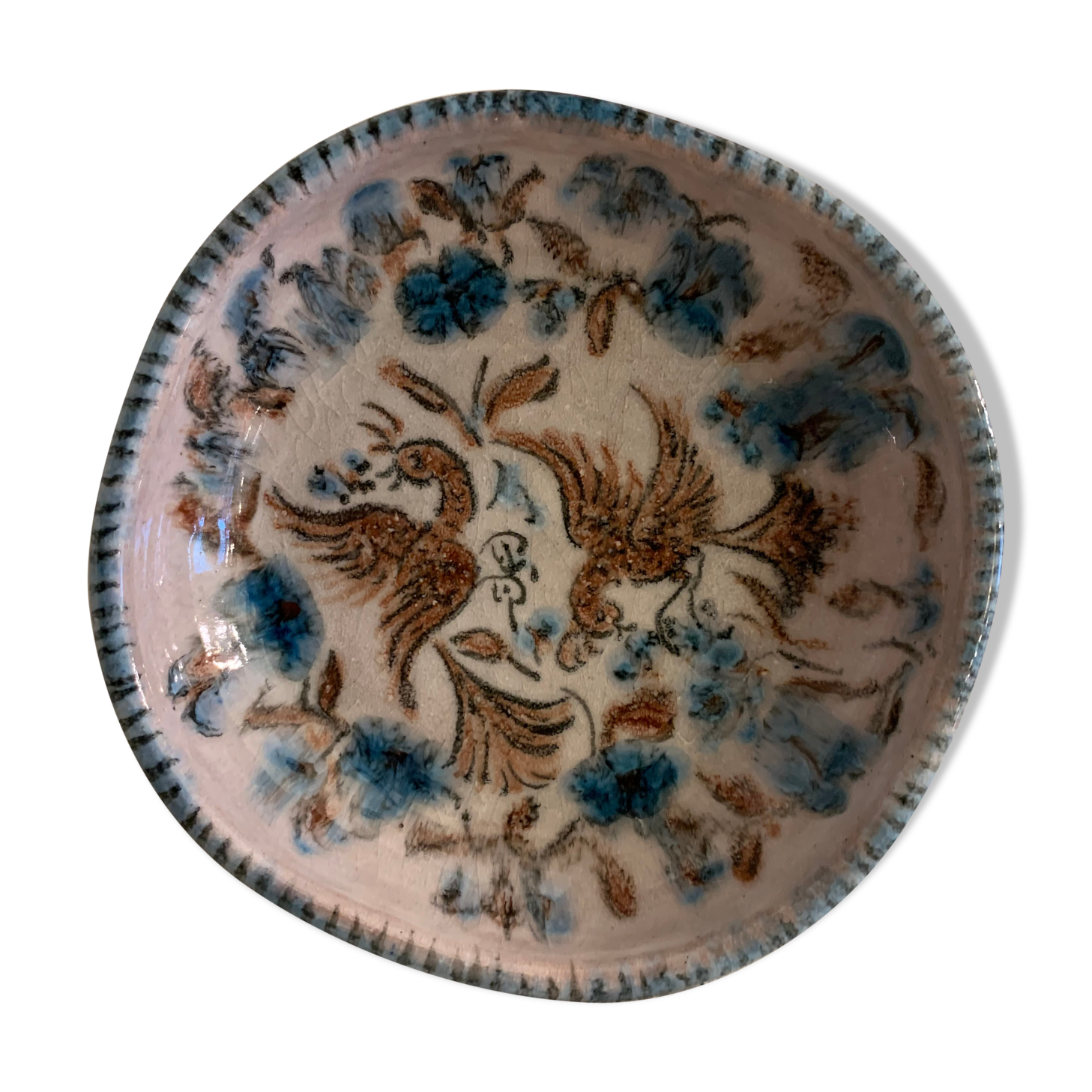 Blue glazed ceramic cup Cazaux Biarritz