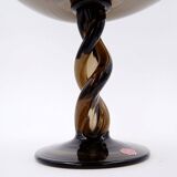 Mid-Century Twisted smoked Glass Bowl - Italy, Murano 1960s