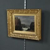 Painting "The Wild Coast of Belle-Île-en-Mer", French school of the 19th century.