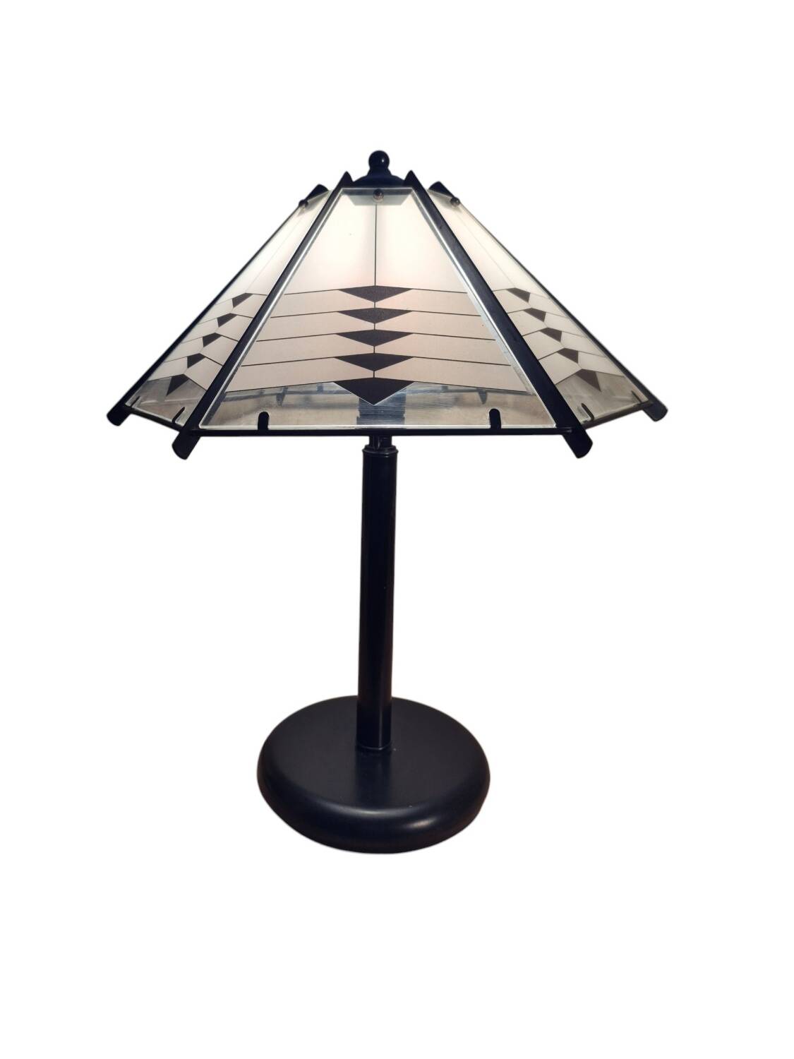 Postmodern black white table lamp art deco style 1980s