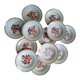 Lot de 12 assiettes creuses vintage motif bordeaux caramel