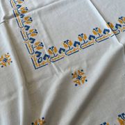 Embroidered white tablecloth