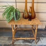 Small vintage rattan table