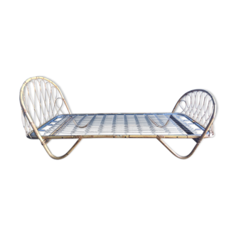 Lit corbeille rotin banquette