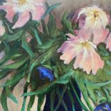 HST painting "bouquet of flowers in vase" signed Porcherot late 20th century