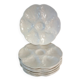 8 vintage Gien ceramic barbotine oyster plates