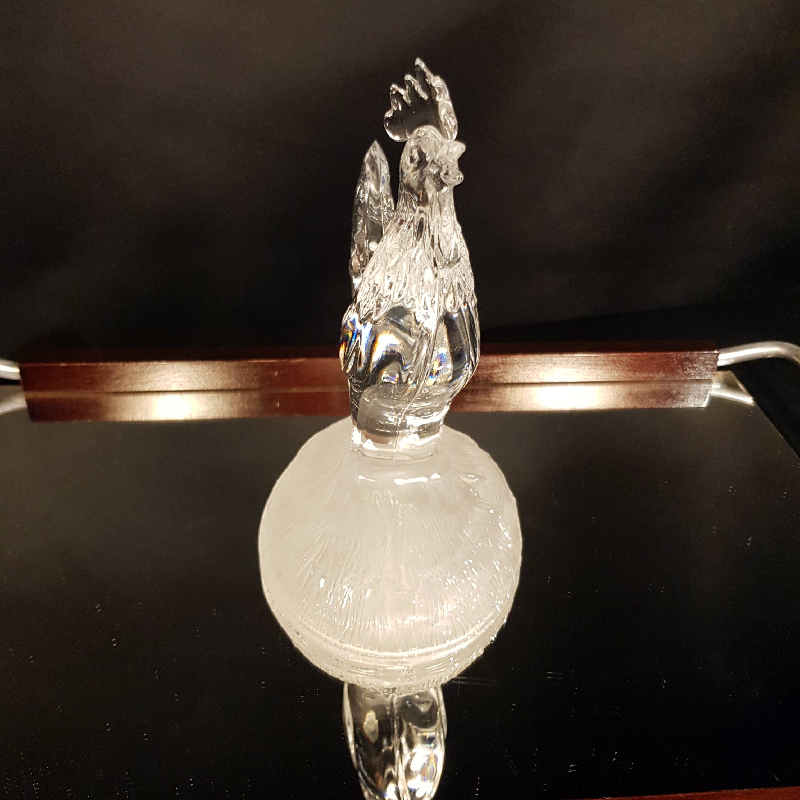 Glass rooster paperweight