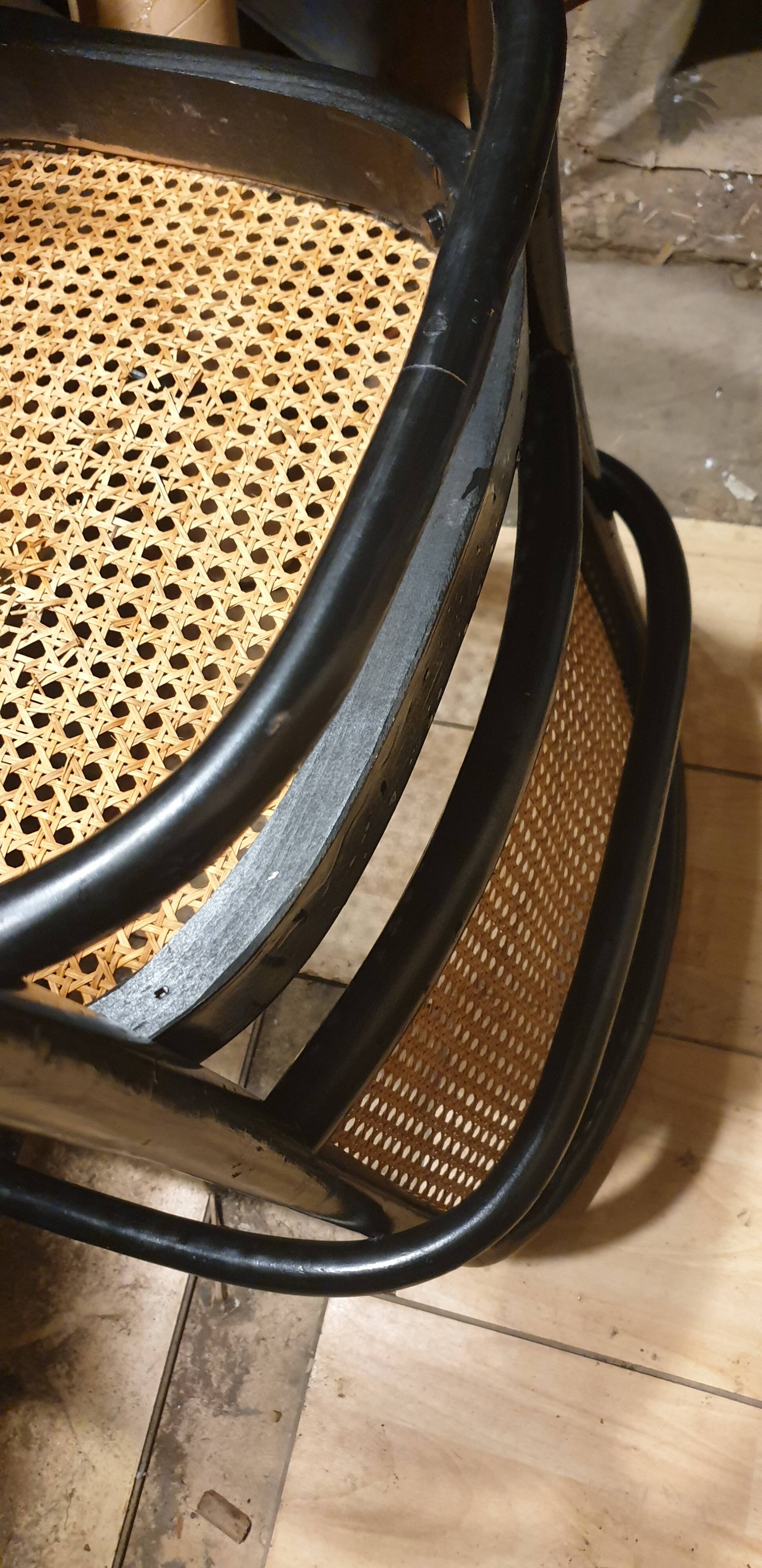 50/60 curved wooden cane armchair