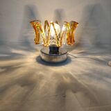 Lámpara de mesa de cristal. Italia, 1970s.