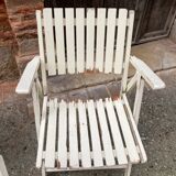 Five wooden garden armchairs
