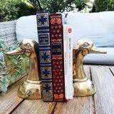 Pair of bookends vintage duck in brass