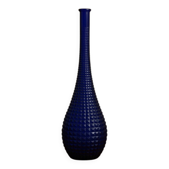 Carafe bleue cobalt en verre vintage – hauteur 40 cm