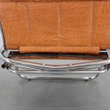 1970s Italian folding lounge chair with leatherette upholstery