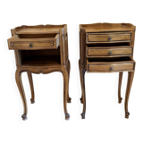 Set of 2 wooden bedside tables with drawers.