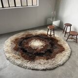 Round vintage wool rug