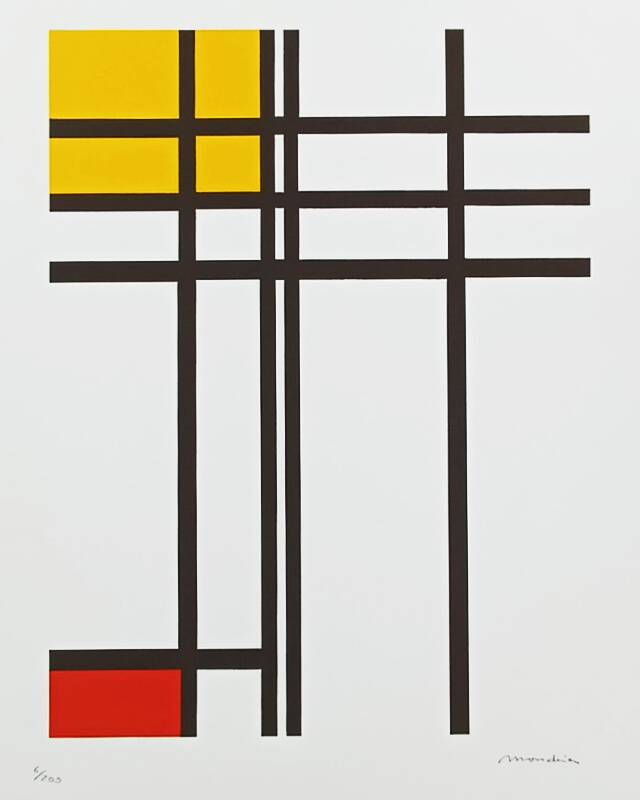 1970s Piet Mondrian Limited Edition Lithograph Numbered in Pencil.