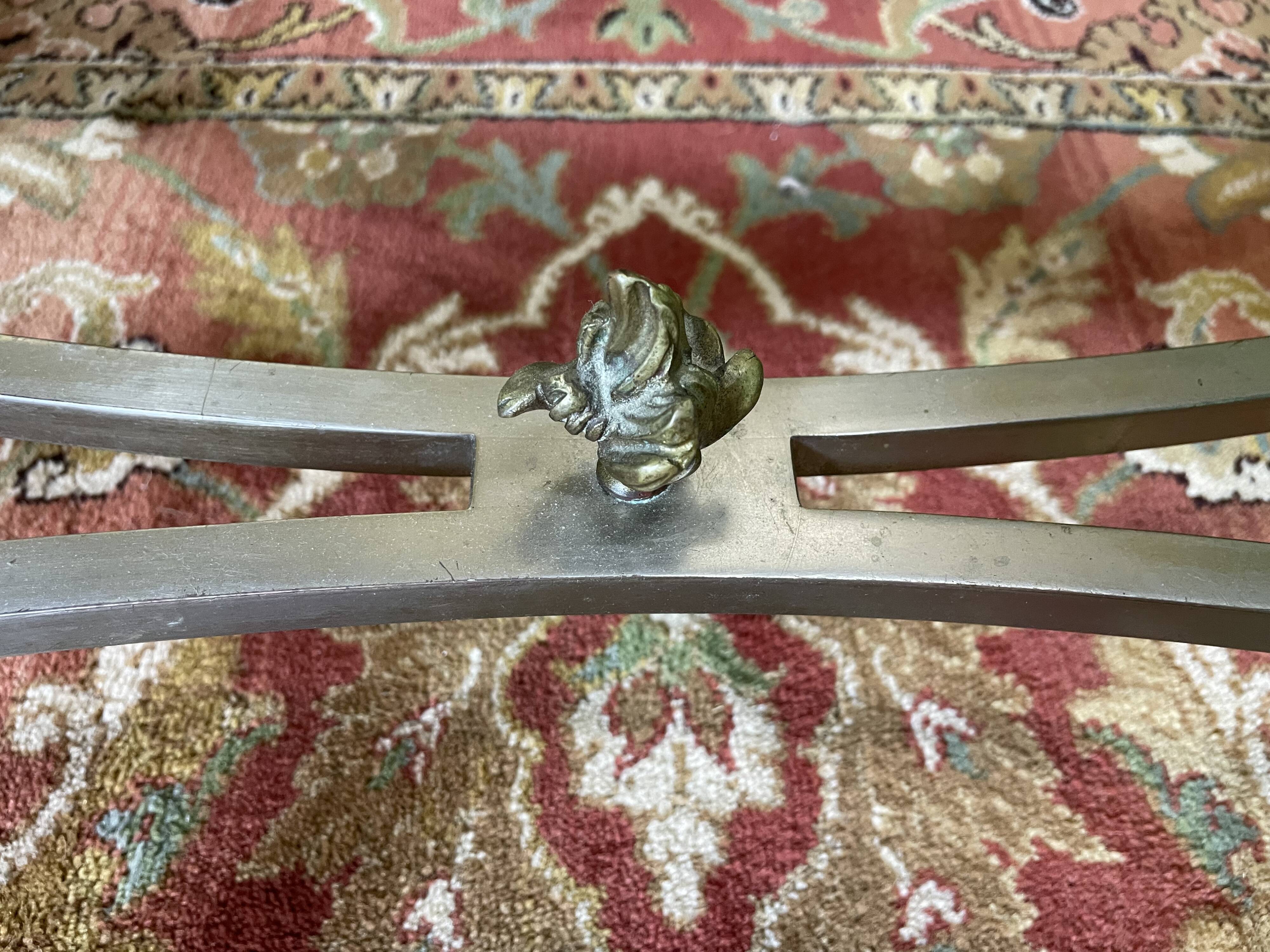 Neoclassical brass and glass coffee table