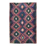 5x8 Blue & Red Geometric Style Vintage Kilim Rug, 158x238Cm