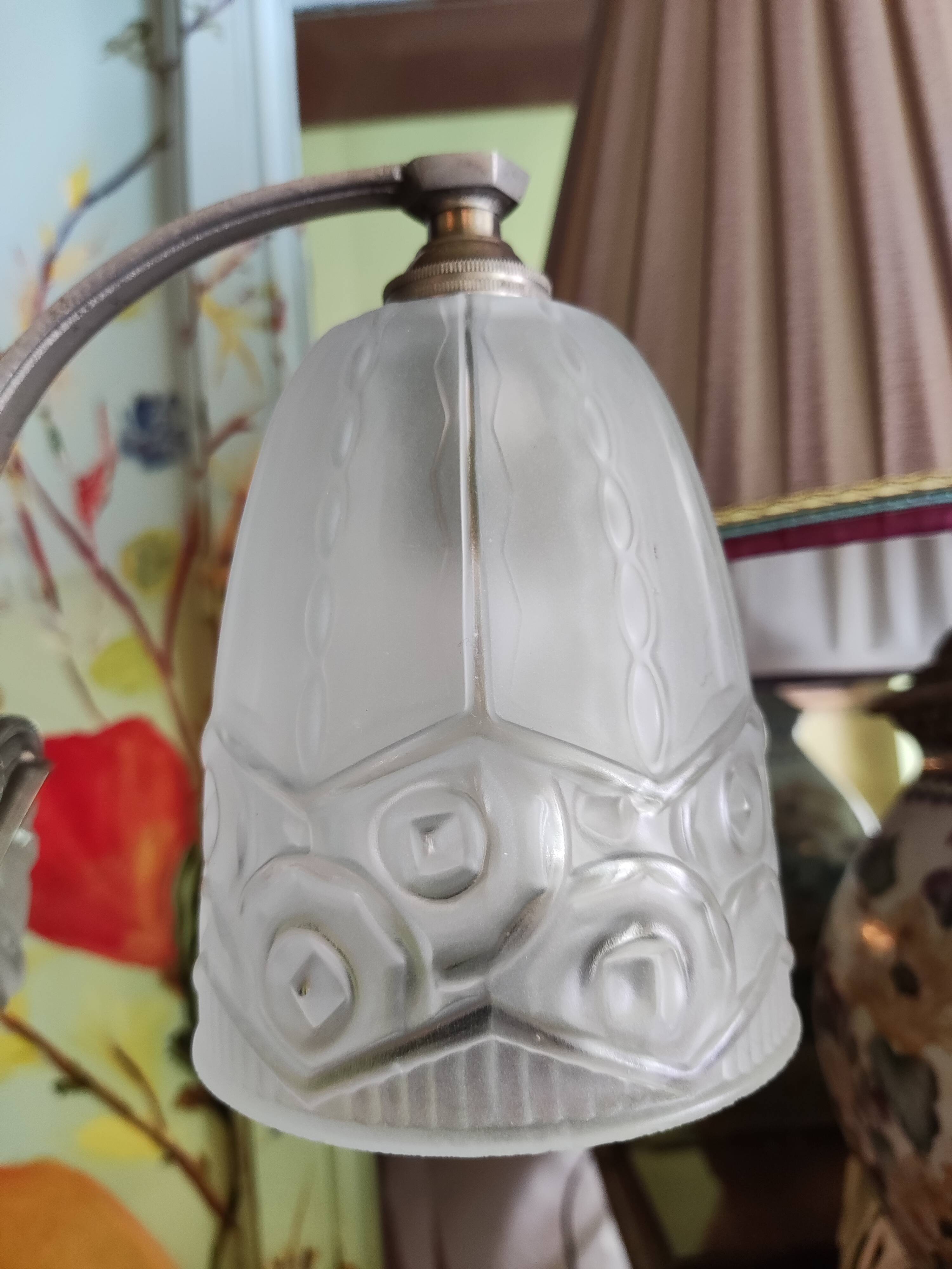 Art Deco frosted glass chandelier by the Muller brothers