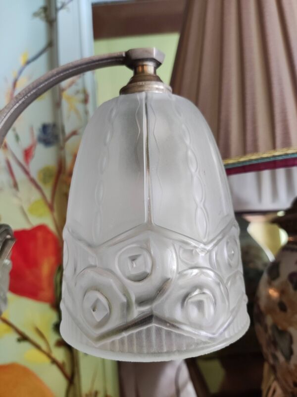 Lustre en verre givré art déco signé frères Muller