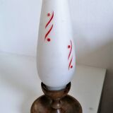 Lampe veilleuse teck et opaline design scandinave vintage