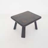 Solid oak side table wabi-sabi style, The Netherlands 1970's