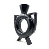 Vase organique moderne en céramique noire, Italie années 1980