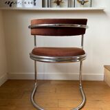 Chrome aluminum chair and brown cotton