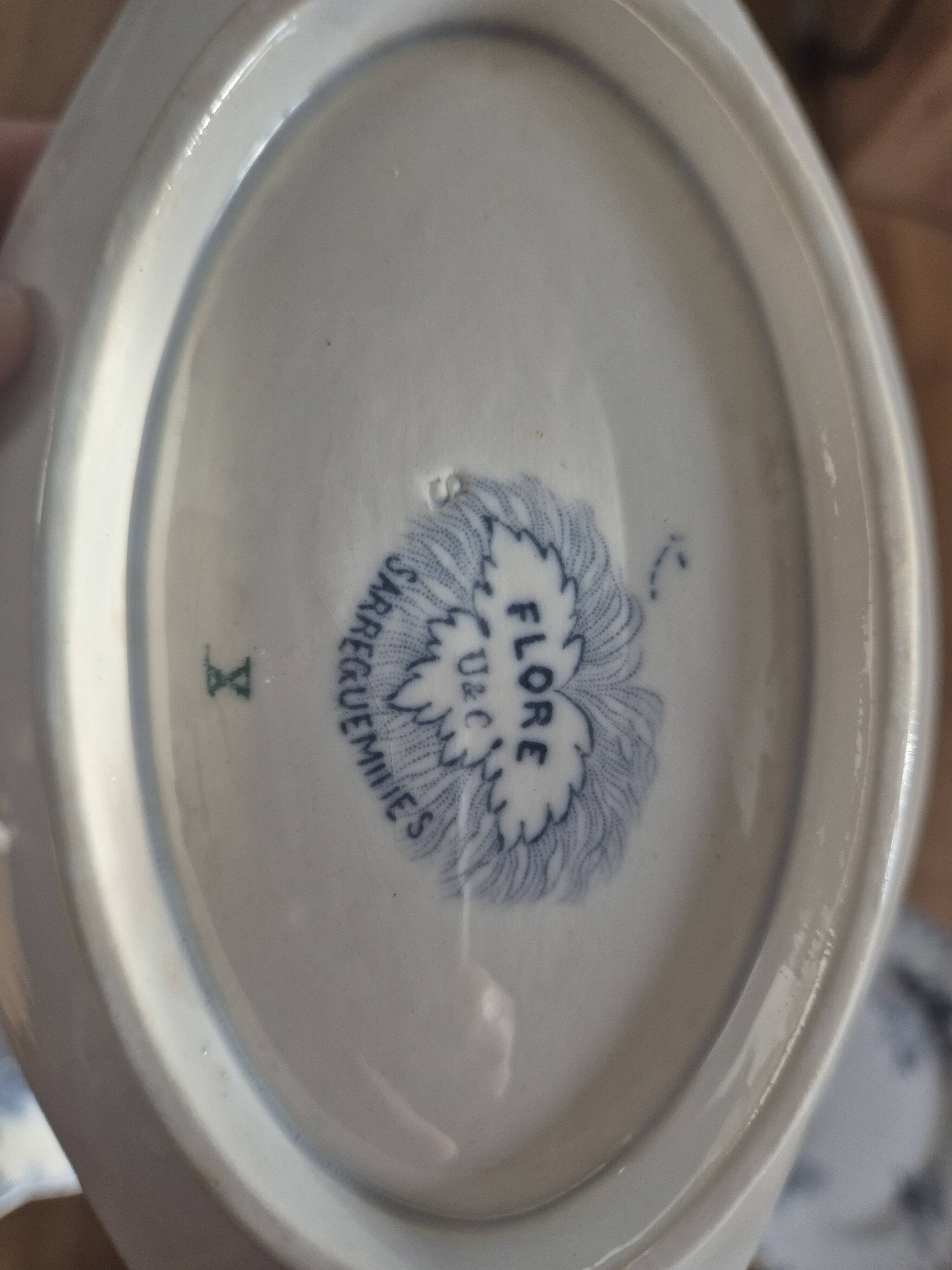 Antique table service Sarreguemines U&C Flore – 17 pieces