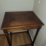Marquetry table with drawer