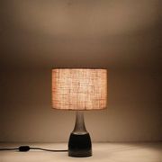 Søholm "1040" table lamp with jute lampshade / ceramic / mid-century / Danish modern design / 1960s / 1970s / Cloos & Co.