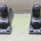 Old cast iron sphinx chenets