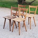 Set of 4 Scandinavian style beech chairs