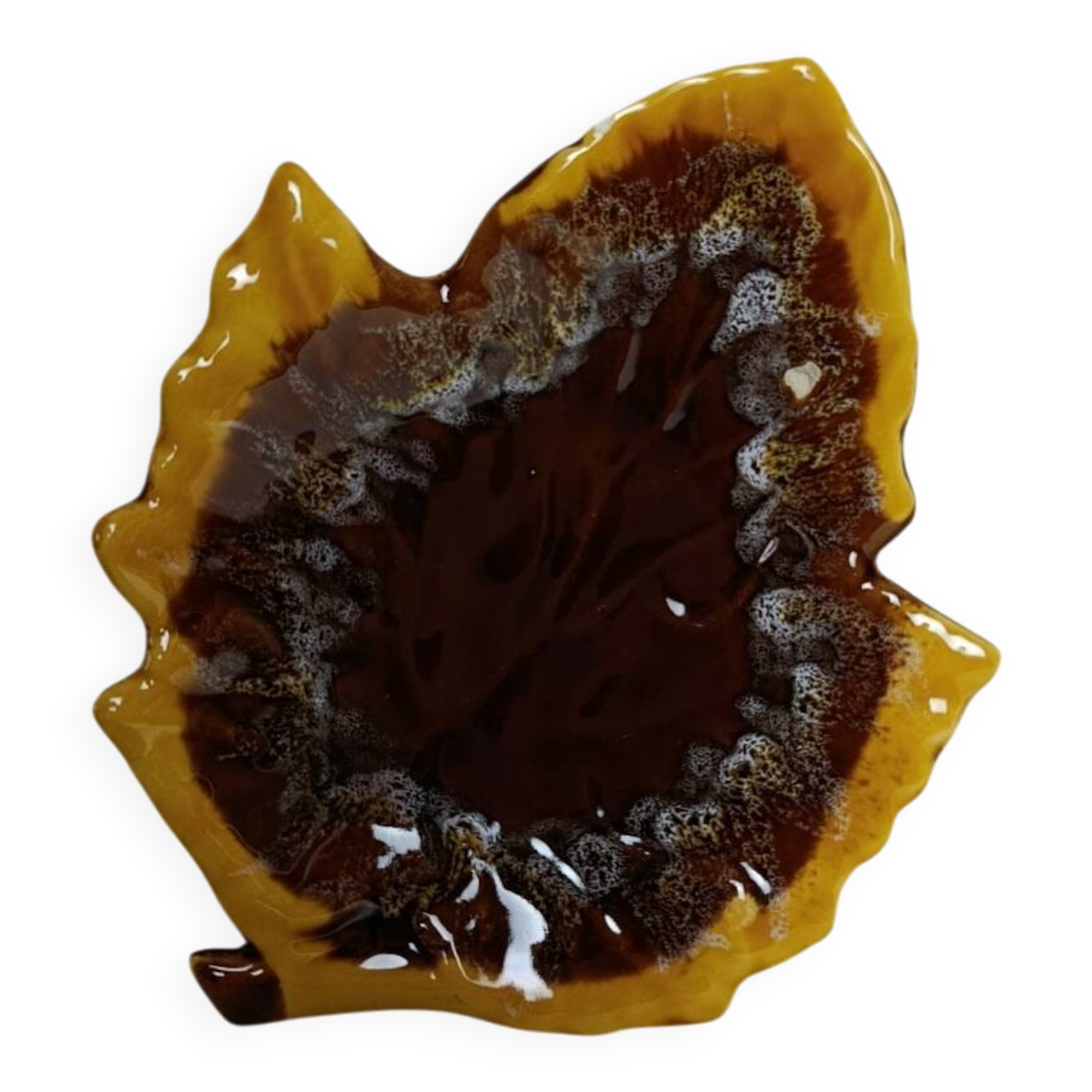 Vallauris style leaf-shaped bowl