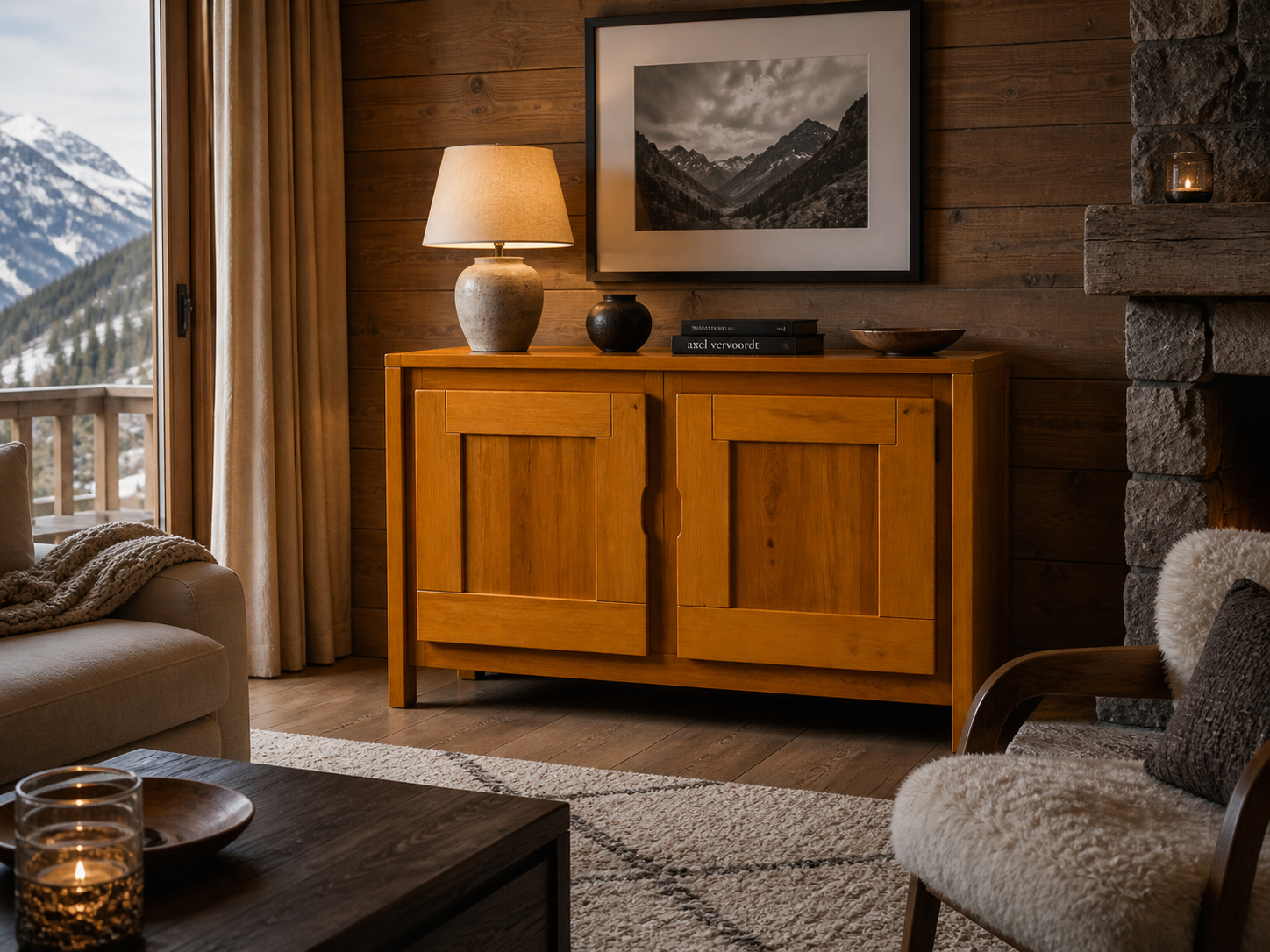 1970s vintage solid wood sideboard – modernist design