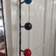 Iron cloakroom wall-mounted port multicolored balls mirror door umbrellas hats circa 50