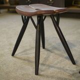 Pair of Pirkka stools by Ilmari Tapiovaara for Laukaan Puu (first edition, stamped) 1950s