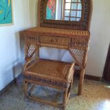 Rattan dressing table and stool