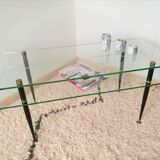 Vintage glass/brass coffee table 60