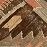 6x12 Brown & Beige Turkish Vintage Kilim Rug, 179x363Cm SK 35163