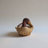 Duckling-shaped wicker basket