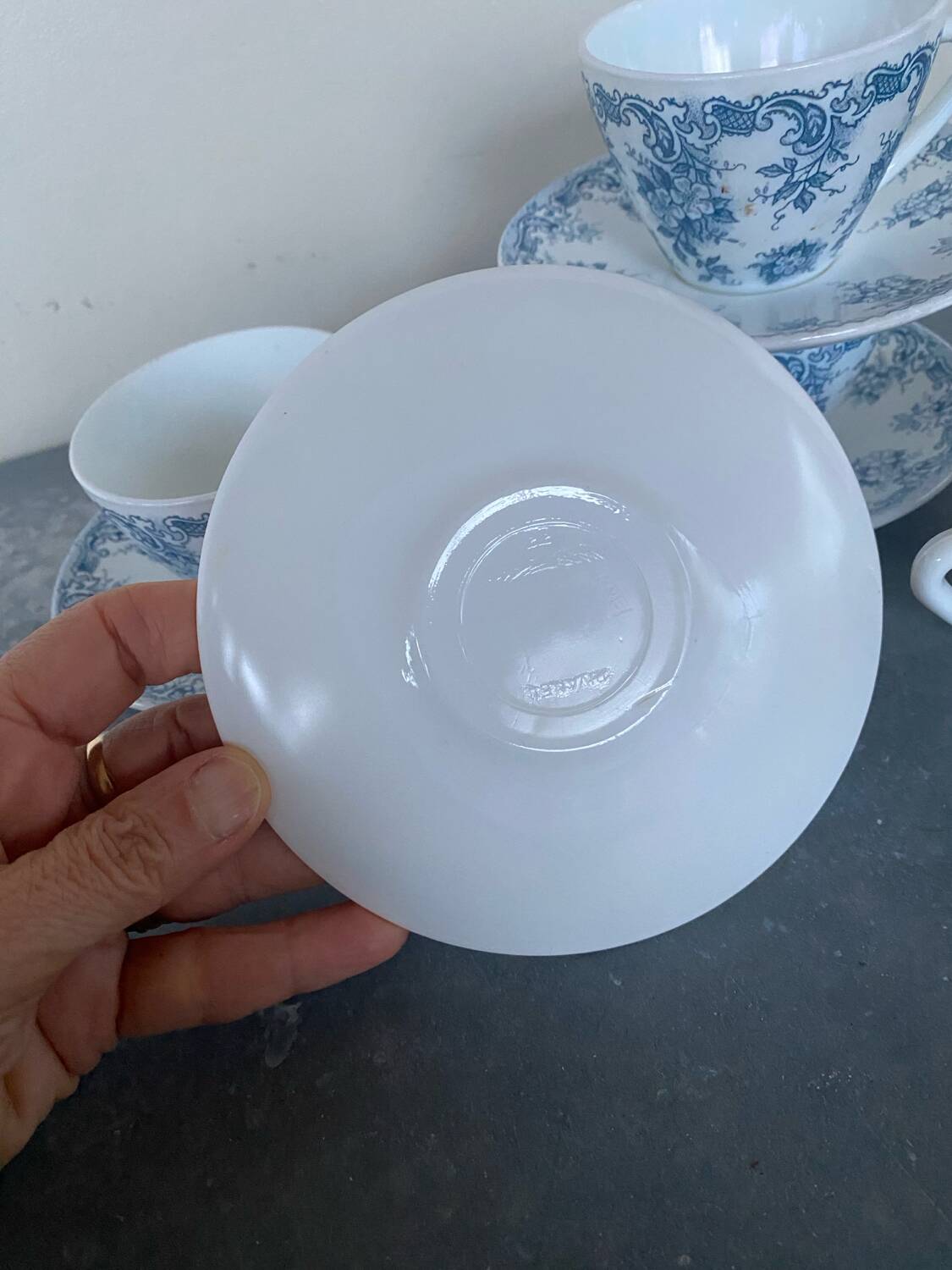 4 seventies cups and saucers from Rivanel