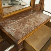Napoleon III style walnut wardrobe, late 19th century, 3 mirrors, marble top, 8 coat hooks