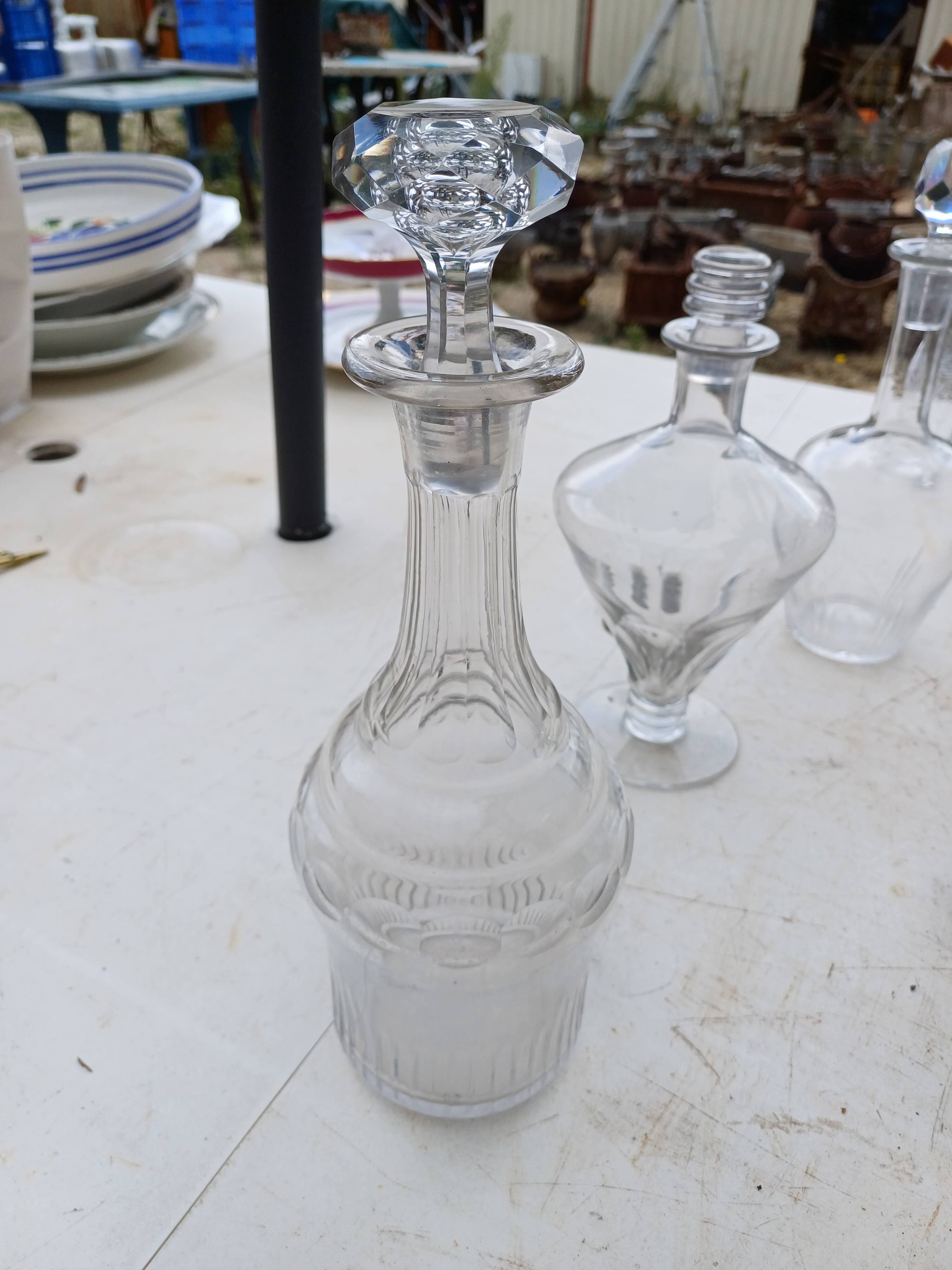 Set of 18 glass and crystal carafes