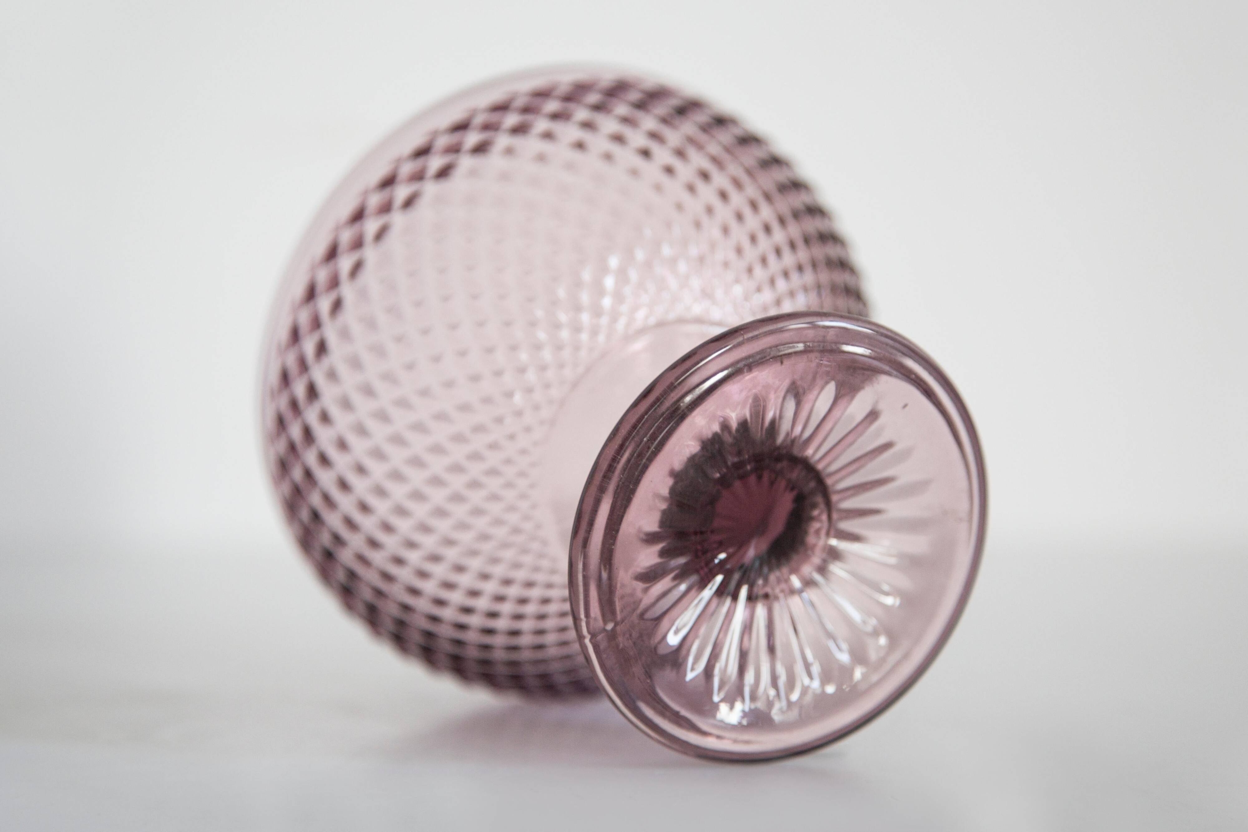 Vintage purple glass sugar bowl from the mid-century, Italy, 1960s.